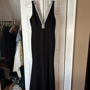 Lulus stunned by you black rhinestone mermaid dress (worn once)